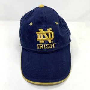 Vintage Notre Dame Fighting Irish Hat Blue Sports Cap Adjustable Strap